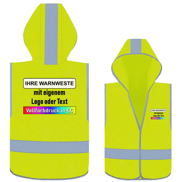 Korntex Kinder Warnweste mit Kapuze „Odense“ in Gelb für Grundschulkinder, individuell bedruckbar