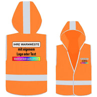 Korntex Kinder Warnweste mit Kapuze Odense aus atmungsaktivem Polyester, zertifiziert nach EN 1150, für Grundschulkinder in verschiedenen Größen und mit optionalem individuellen Druck