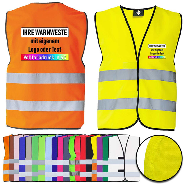 Warnweste Korntex Dortmund mit zwei reflektierenden Leuchtstreifen und Klettverschluss