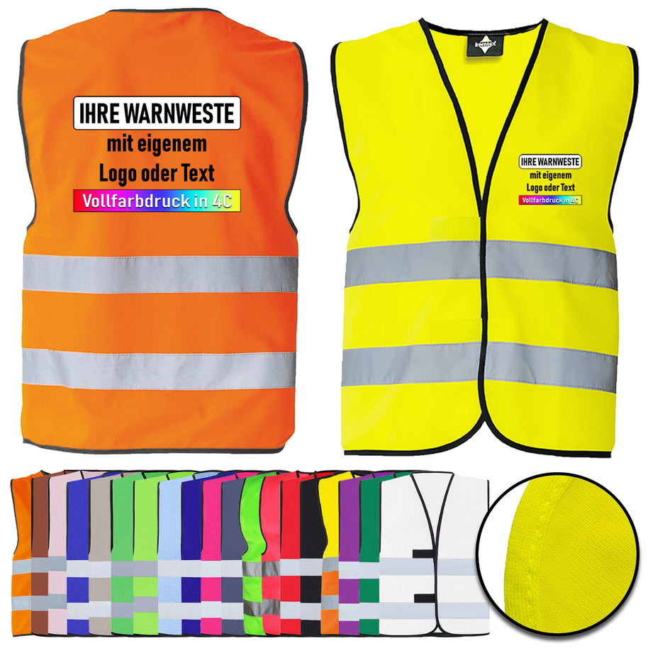 Korntex Warnweste "Dortmund" mit zwei Leuchtstreifen und Klettverschluss // optional mit Druck