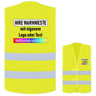 Korntex 2-Streifen Warnweste mit Sicherheits-Zertifizierung in Signalgelb und reflektierenden Leuchtstreifen