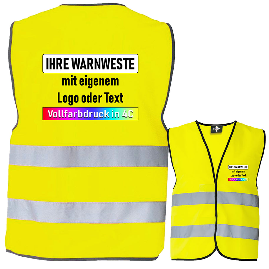 Korntex 2-Streifen Warnwesten "Wolfsburg" mit Sicherheits-Zertifizierung // optional mit Druck