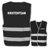 Verschiedene Krisenteam Warnwesten mit Aufdruck in vielen Farben und Größen, zwei reflektierenden Leuchtstreifen