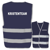 Warnwesten mit Aufdruck Krisenteam in verschiedenen Farben und Größen mit retroreflektierendem Druck