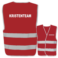 Krisenteam-Warnweste mit zwei Leuchtstreifen in verschiedenen Farben und Größen, individuell bedruckbar