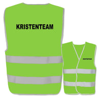 Krisenteam Warnwesten mit Aufdruck, zwei Leuchtstreifen, verschiedene Farben und Größen, reflektierend und zertifiziert