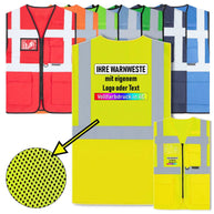 Korntex Mesh Multifunktionsweste Athens mit Reißverschluss, Taschen und Leuchtstreifen in verschiedenen Farben