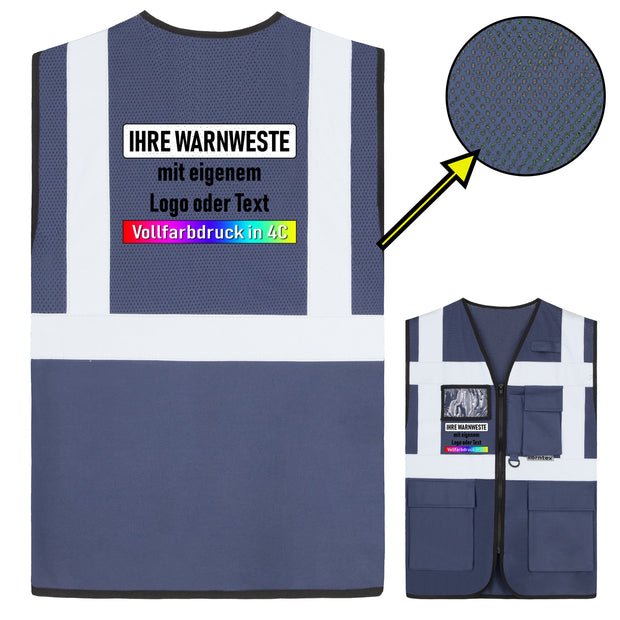 Korntex Mesh Multifunktionsweste "Athens" mit Taschen und Reißverschluss // optional mit Druck