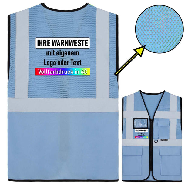 Korntex Mesh Multifunktionsweste Athens mit Taschen, Reißverschluss und individuellem Druck, atmungsaktiv und zertifiziert