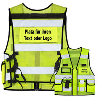 Mesh Tactical Weste Sparta mit vielen Taschen, Reflexstreifen und austauschbaren Patches, ideal für Security und Einsatzkräfte.