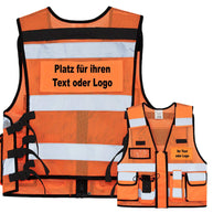 Mesh Tactical Weste „Sparta“ mit vielen Taschen, Patches und Reflexstreifen, individuell bedruckbar, ideal für Security und Einsatzkräfte