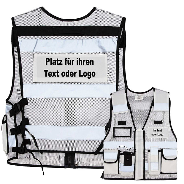 Mesh Tactical Weste Sparta mit vielen Taschen, Reflexstreifen und austauschbaren Patches, ideal für Security und Einsatzkräfte