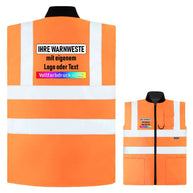 2 in 1 Bodywarmer „Ural“ mit Wendefunktion, Hi-Vis Warnweste und schwarzer Steppjacke, individuell bedruckbar