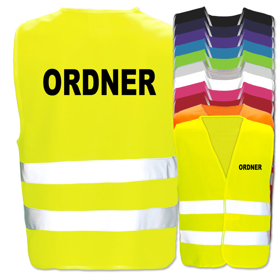Ordner-Warnwesten mit zwei Leuchtstreifen // viele Farben und Größen // abweichender Begriff möglich