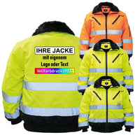 4-in-1 Premium Pilotenjacke Korntex Oslo mit abnehmbaren Ärmeln und Innenfutter, wasserabweisend, mit Leuchtstreifen für Winter und Übergang