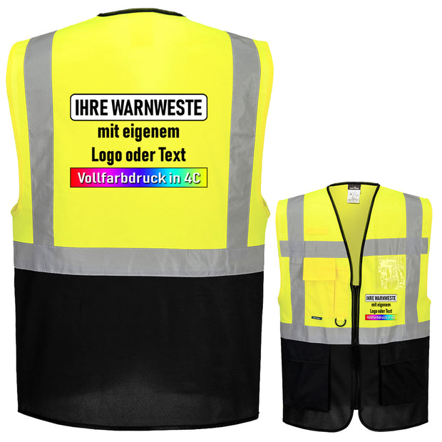 Portwest C276 (Paris), F476 (Iona), C476 (Warschau) Exekutiv Weste mit Reißverschluss und Taschen // optional mit Druck