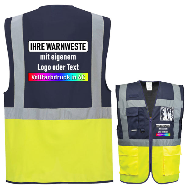 Portwest C276 (Paris), F476 (Iona), C476 (Warschau) Exekutiv Weste mit Reißverschluss und Taschen // optional mit Druck