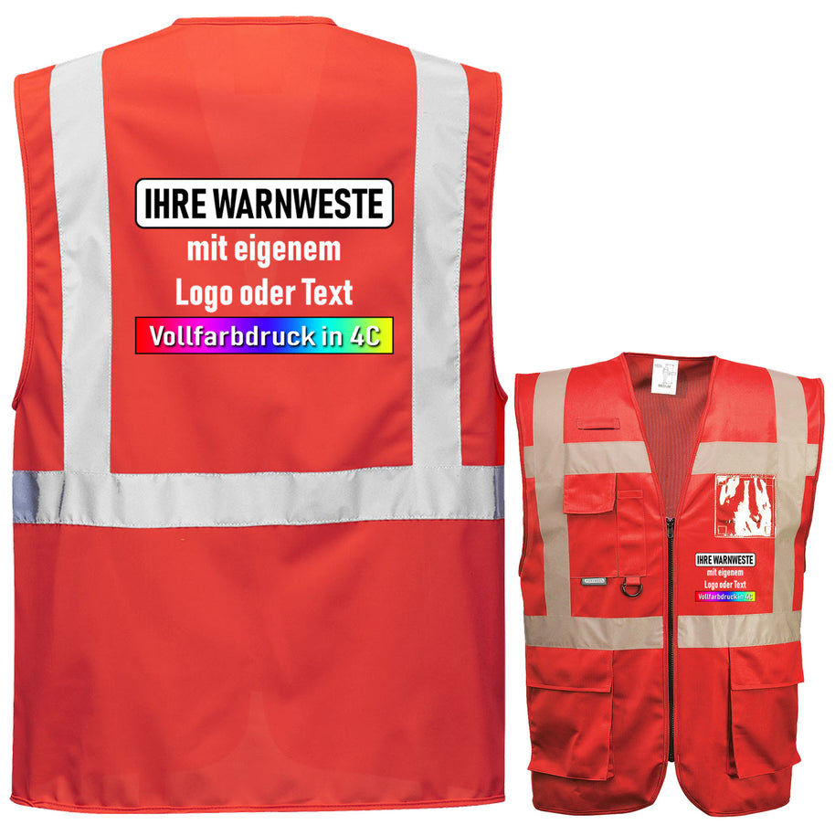 Portwest C276 (Paris), F476 (Iona), C476 (Warschau) Exekutiv Weste mit Reißverschluss und Taschen // optional mit Druck