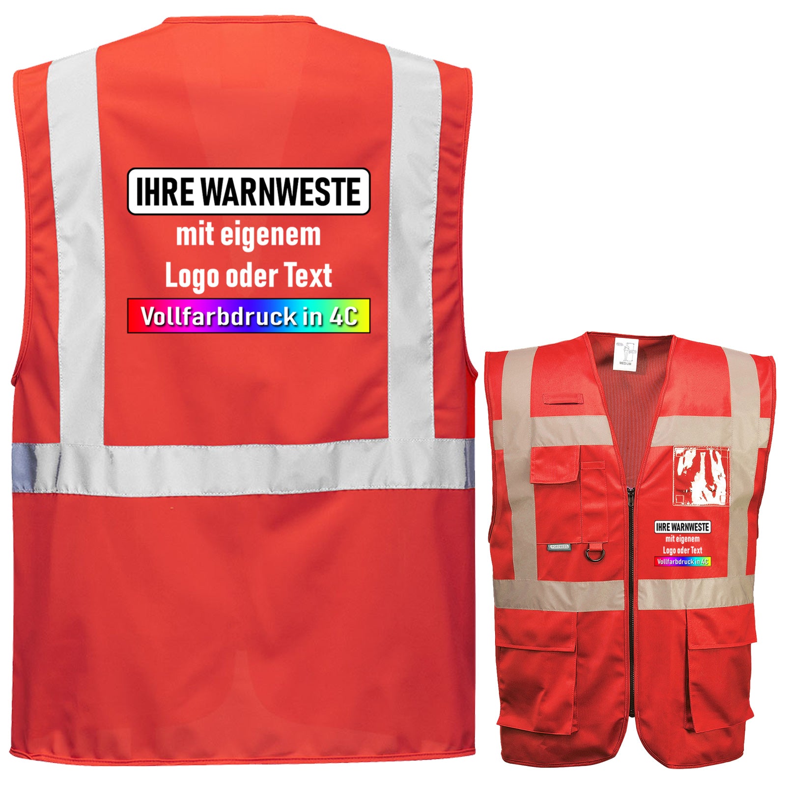 Portwest C276 (Paris), F476 (Iona), C476 (Warschau) Exekutiv Weste mit Reißverschluss und Taschen // optional mit Druck