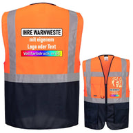 Portwest C276 executive safety vest with zipper, multiple pockets, ID holder, reflective stripes, and ergonomic design for high visibility in work environments