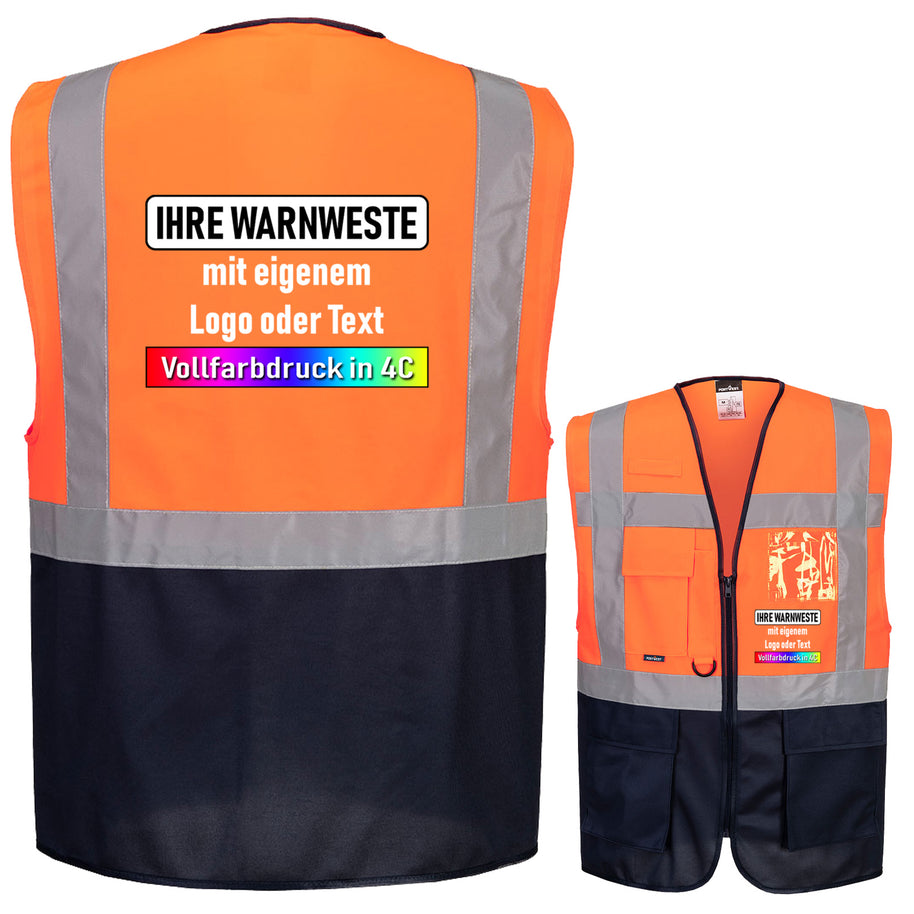 Portwest C276 (Paris), F476 (Iona), C476 (Warschau) Exekutiv Weste mit Reißverschluss und Taschen // optional mit Druck