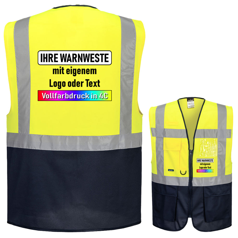 Portwest C276 (Paris), F476 (Iona), C476 (Warschau) Exekutiv Weste mit Reißverschluss und Taschen // optional mit Druck