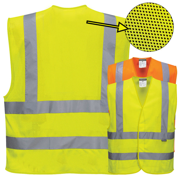 Portwest C370 Warnweste MeshAir Weste 4-Streifen mit Schulterreflexband // optional mit Druck