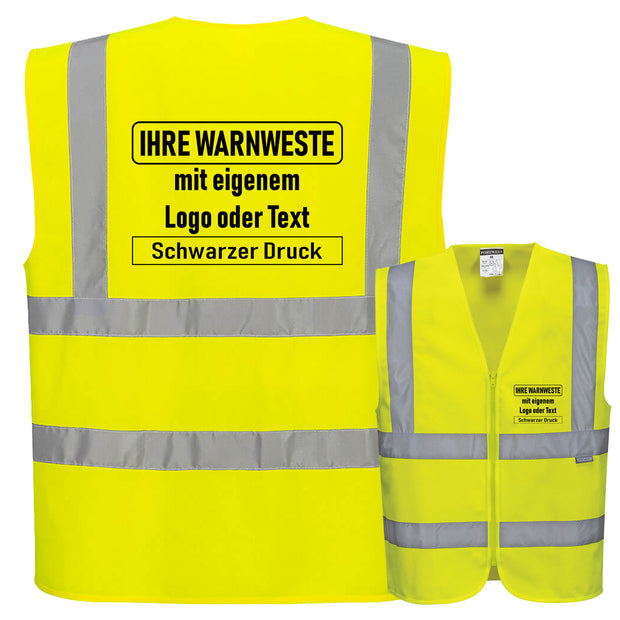 Portwest C375 Warnschutz Weste mit Schulterreflexband und Reißverschluss // optional mit Druck