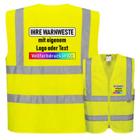 Portwest C375 Warnschutz Weste mit Schulterreflexband und Reißverschluss // optional mit Druck