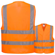 Portwest C470 Warnweste mit 4 Reflexstreifen, Schulterreflexband und Klettverschluss in Signalrot