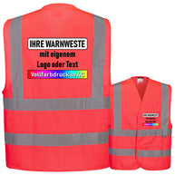 Portwest C470 4-Streifen Warnweste mit Schulterreflexband & Klettverschluss // optional mit Druck