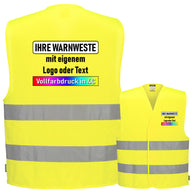 Portwest C474 / F474 Warnweste mit zwei Reflexstreifen & Klettverschluss // optional mit Druck