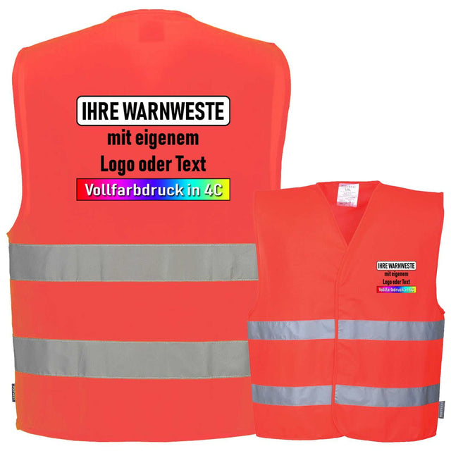 Warnweste Portwest C474 mit zwei Reflexstreifen und Klettverschluss in Signalfarben für hohe Sichtbarkeit und EN ISO 20471 zertifiziert