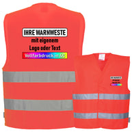 Portwest C474 / F474 Warnweste mit zwei Reflexstreifen & Klettverschluss // optional mit Druck