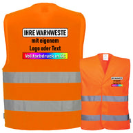 Portwest C474 / F474 Warnweste mit zwei Reflexstreifen & Klettverschluss // optional mit Druck