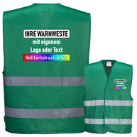 Portwest C474 / F474 Warnweste mit zwei Reflexstreifen & Klettverschluss // optional mit Druck