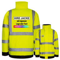 Regenjacke Lite Korntex Kaunas mit vier reflektierenden Leuchtstreifen und Kapuze bei Wind und Regen