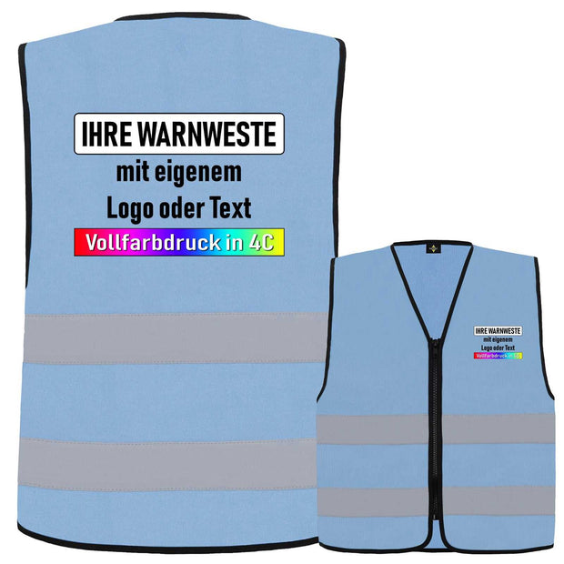 Kinder Reißverschluss-Warnweste Aalborg mit Leuchtstreifen und individualisierbarem Vollfarbdruck