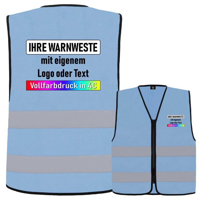 Kinder Reißverschluss-Warnweste Aalborg mit Leuchtstreifen und individualisierbarem Vollfarbdruck