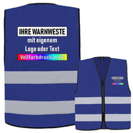 Korntex Reißverschluss-Warnweste mit zwei Leuchtstreifen in Gelb optional mit individuellem Druck