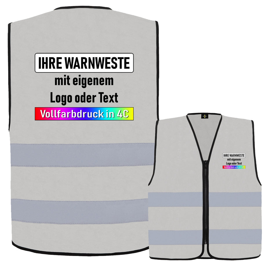 Korntex Reißverschluss-Warnwesten "Cologne" mit zwei Leuchtstreifen // optional mit Druck