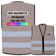 Korntex Reißverschluss-Warnweste mit zwei Leuchtstreifen in gelb, optionale Bedruckung mit Logo oder Text
