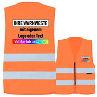 Korntex Reißverschluss-Warnweste in Gelb mit zwei Leuchtstreifen und optionalem Logo-Druck