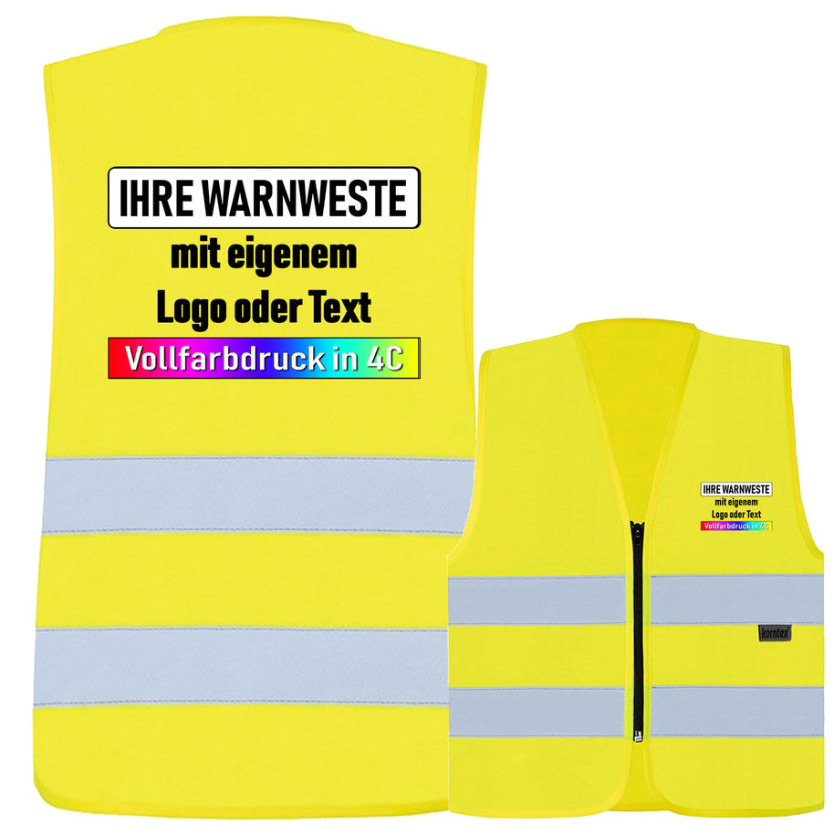 Korntex Reißverschluss-Warnwesten "Cologne" mit zwei Leuchtstreifen // optional mit Druck