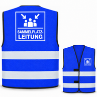 Sammelplatzleitung-Warnweste – Blau – Vorder- und Rückseite