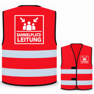 Sammelplatzleitung-Warnweste – Rot – Vorder- und Rückseite