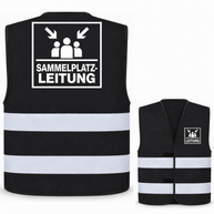 Sammelplatzleitung-Warnweste – Schwarz – Vorder- und Rückseite