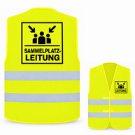 Sammelplatzleitung-Warnweste – Signal-Gelb (Saum Gelb) – Vorder- und Rückseite