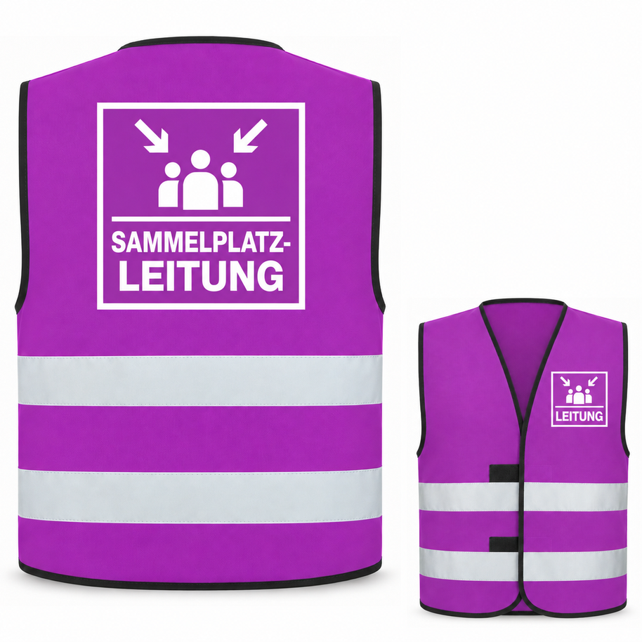 Sammelplatzleitung-Warnweste – Violett – Vorder- und Rückseite
