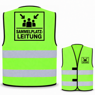 Sammelplatzleitung-Warnweste – Hellgrün – Vorder- und Rückseite